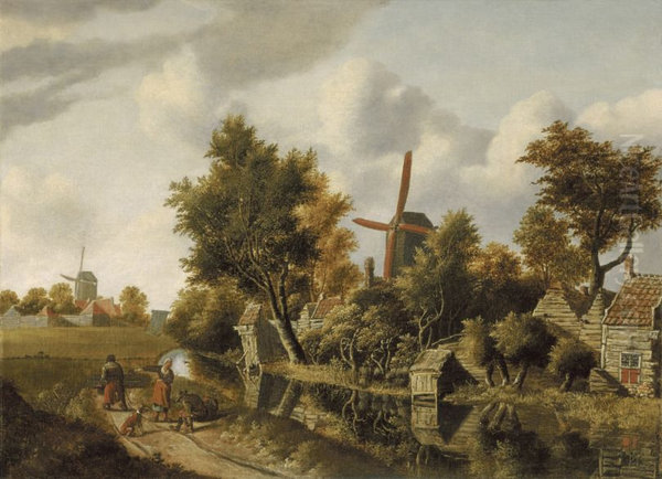 Landscape with Houses and Windmills on the Water - view 1