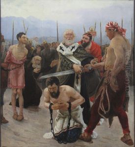 ,,Nikolai Imetegija peatab huku. I. Repini maali koopia."