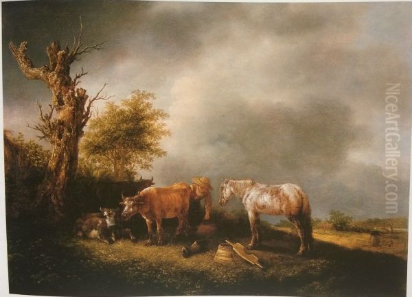 Milkmaid with Cows and a Horse - view 1