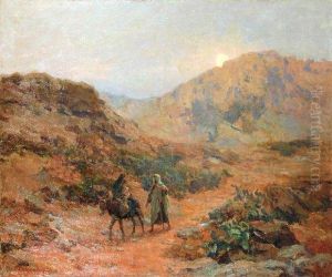 Nomades Dans Un Paysage De L'atlas by Albert Charpentier