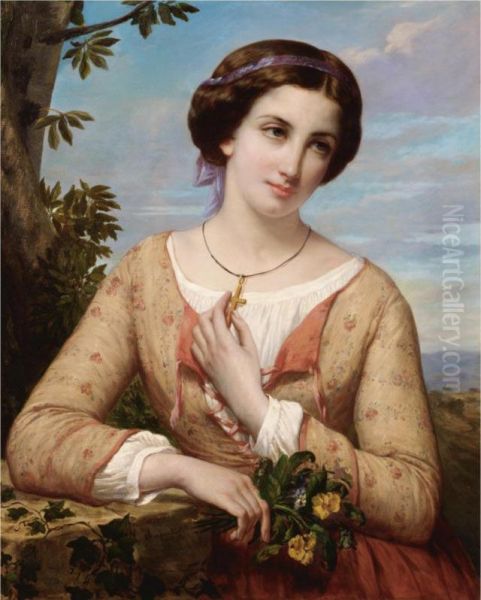 A Young Girl With A Cross - view 1