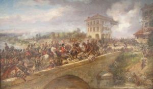 Le Passage Du Ponte Nuovo A La Bataille Demagenta (24 Juin 1859) by Eugene Charpentier