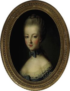 Portrait Of A Young Lady Wearing A Blue Ribbon by Jean Baptiste (or Joseph) Charpentier