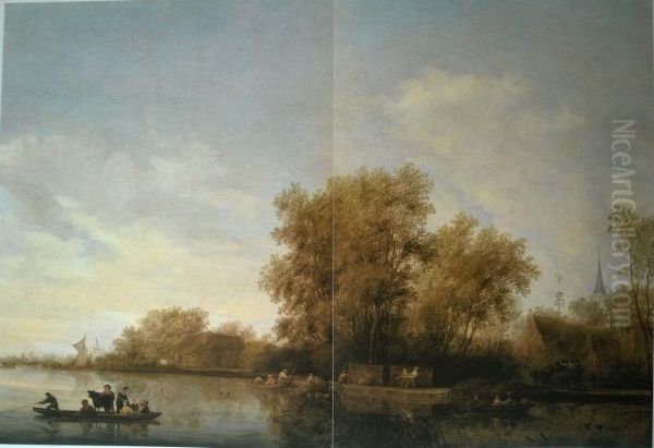 River Landscape with Ferry - view 1