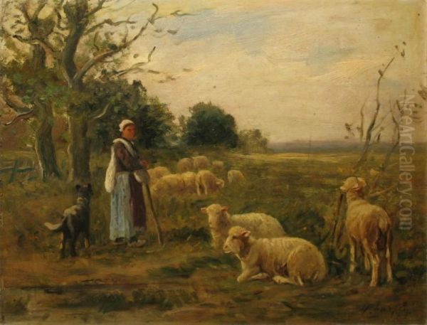 Bergere Et Son Troupeau De Moutons - view 1