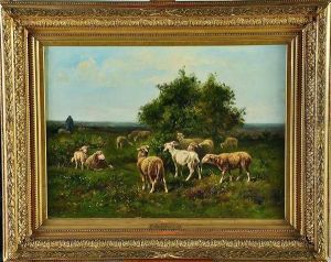 berger Et Troupeau De Moutons by Albert Charpin