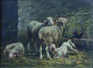 Moutons A La Bergerie by Albert Charpin