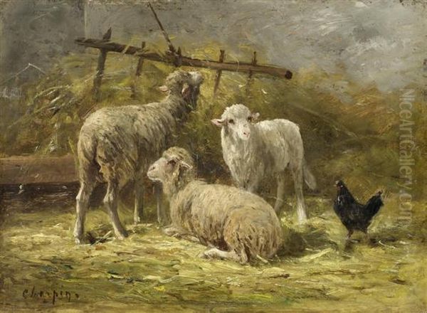 Three Sheep In A Barn - view 1