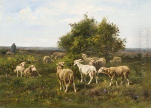 Bergere Et Son Troupeau by Albert Charpin
