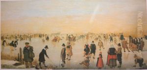 Skating on the Ice (allegedly near Kampen) by Hendrick Avercamp