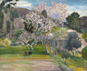  La Cueillette Sous Les Arbres En Fleurs  by Victor Charreton