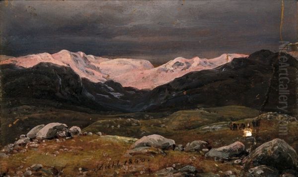 Mountains on Hardangervidda at Sunset - view 1