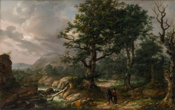 Nordic Landscape with Oaks and a fallen Borch Trunk - view 1