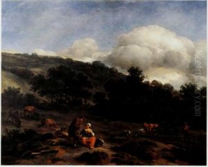 Hilly Landscape with Herders by Nicolaes Pieterszoon Berchem