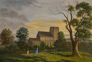 Figures Before South Creake Church by John Chase
