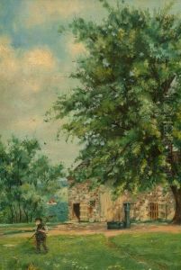 'shinnecock, Long Island' Elderly Gardener In A Country by William Arthur Chase