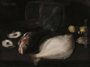 Still Life With Fish And Oysters by William Merritt Chase