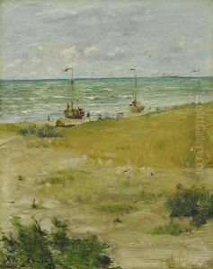 Sailboats On Beach by William Merritt Chase