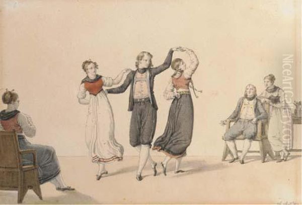 Un Couple Et Une Femme Assise Regardant Deux Femmes Et Un Hommedansant - view 1
