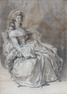 Elegante Assise Crayon Noir, Estompe Etrehauts De Craie Blanche by Pierre Chasselat