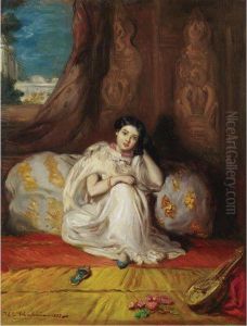 Jeune Fille Mauresque, Assise Dans Un Riche Interieur (almee) by Theodore Chasseriau