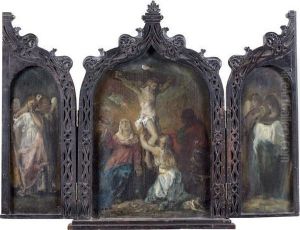 Crucifixion Entre Un Ange Pleurant Et Sainte Veronique Tenant Son Voile by Theodore Chasseriau