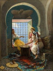 La Partie De Cartes Au Harem by Marc Alfred Chataud