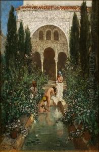 Baigneuses Dans Les Jardins Du Palais by Marc Alfred Chataud