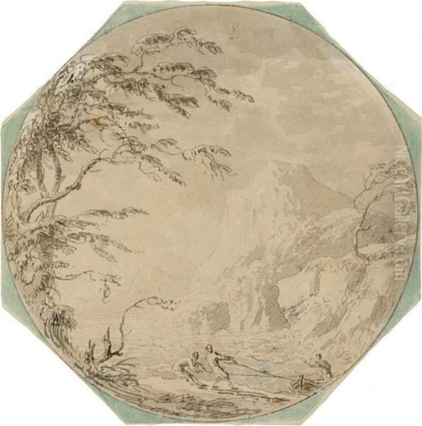 Landscape With Two Men Pulling A Boat Ashore. - view 1