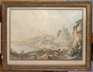 Personnages Au Bord D'un Lac En Italie by Claude Louis Chatelet