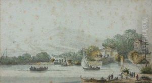 Vue De L'etna Prise De La Villa Biscaris by Claude Louis Chatelet