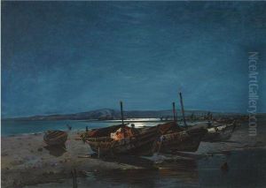 Fishing Boats By Moonlight Fishing Boats By Moonlight