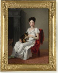 Portrait Of A Young Girl Holding Her Cat by Jeanne-Elisabeth Chaudet