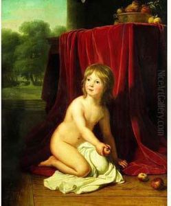 Portrait D'un Jeune Garcon Jouant Avec Des Pommes by Jeanne-Elisabeth Chaudet