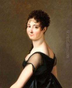 Portrait Of A Lady, Half Length, Wearing A Black Silk Dress by Jeanne-Elisabeth Chaudet