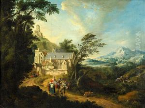 Bergslandskap Med Figurer by Evrard Chauveau