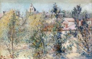 Village Derriere Les Arbres by Ernest George Chauvier De Leon