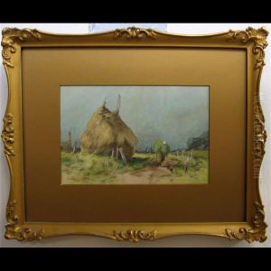 Dutch Gatherer By Large Haystack by George Chauvignaud