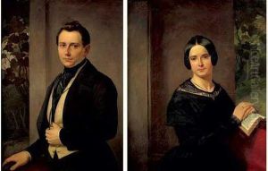 Portrait D'homme Et Portrait De Femme by Auguste Chauvin