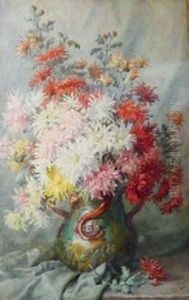 Bouquet De Fleurs Sur Entablement by Antoinette Chavagnat