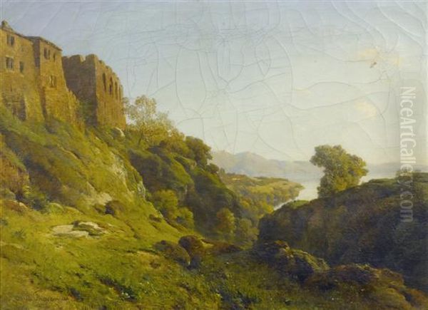 Lake View With A Ruin In The Foreground - view 1