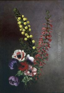 A Study Of Anemones,veronica And Other Flowers by Antoine Chazal