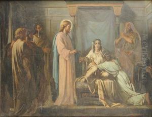 La Resurrection De La Fille De Jaire by Charles Camille Chazal