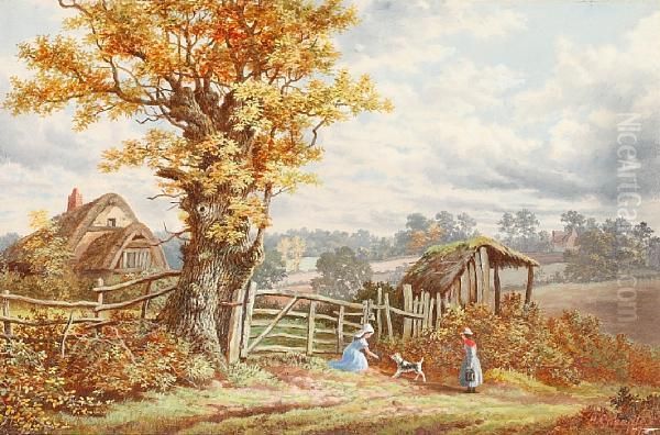 Children Playing Before A Farm Gate - view 1