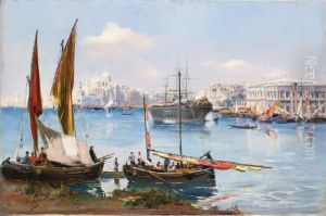 Venise,l'entree Du Grand Canal Depuis San Giorgio by Ulpiano Checa y Sanz