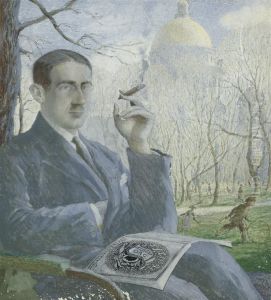 Portrait Of A Gentleman Smoking A Cigar by Sergei Vasil'evich Chekhonin