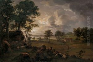 Dolmen near Vordingborg in Moonlight by Johan Wilhelm Ludwig Dahl