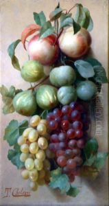 Still Life Of Hanging Fruit by Tito Chelazzi