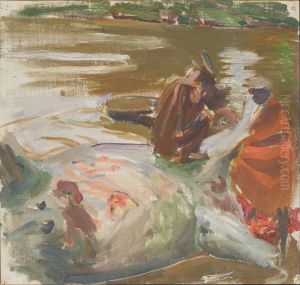 Negroes skinning a hippopotamus. Negroes skinning a hippopotamus.
