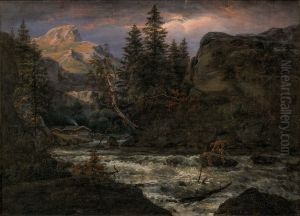 Mountain Landscape at Sunset by Johan Wilhelm Ludwig Dahl